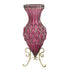 SOGA 67cm Purple Glass Tall Floor Vase with Metal Flower Stand