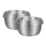 SOGA 2X Stainless Steel Nesting Basin Colander Perforated Kitchen Sink Washing Bowl Metal Basket Strainer Set of 3 3