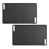SOGA 2X 45cm Rectangular Cast Iron Portable Fry BBQ Grill Plate Cooking Pan Tray with Handle