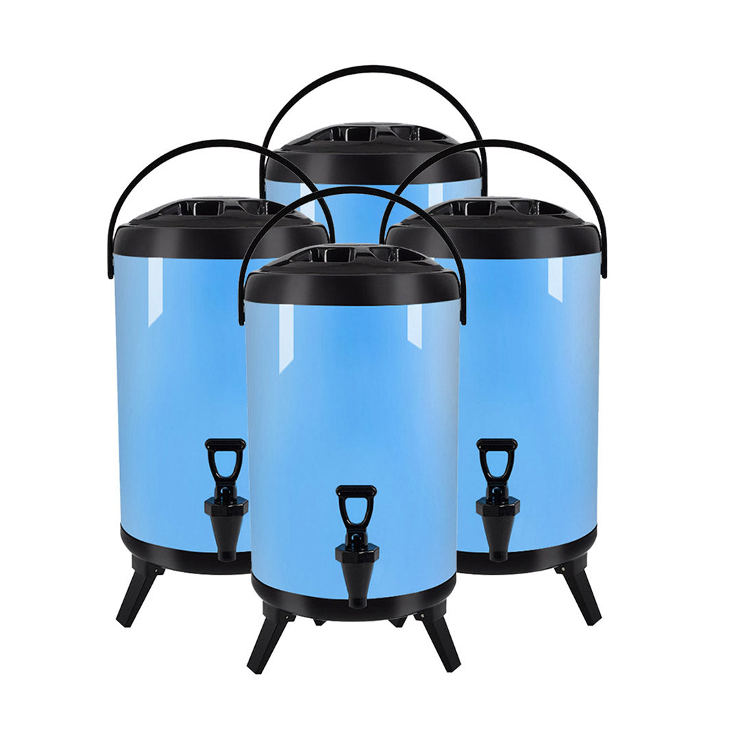 SOGA 4X 12L Stainless Steel Insulated Milk Tea Barrel Hot and Cold Beverage Dispenser Container with Faucet Blue
