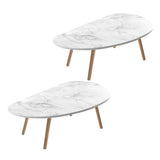 SOGA 2X 80x40cm White Stone Pattern Living Room Nordic  Coffee Table Modern Style