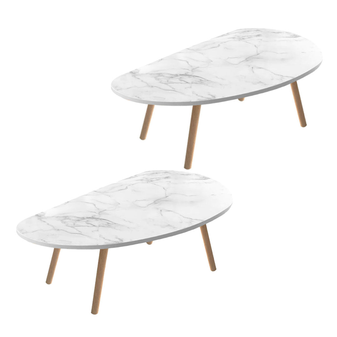 SOGA 2X 80x40cm White Stone Pattern Living Room Nordic  Coffee Table Modern Style