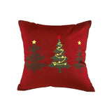 SOGA 45cm Burgundy Red Throw Pillow with Three Embroidered Christmas Trees Festive Holiday Square Cushion Home Decor