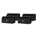 SOGA 4X Leather Car Boot Collapsible Foldable Trunk Cargo Organizer Portable Storage Box Black/White Stitch with Lock Medium