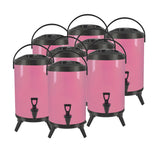 SOGA 8X 10L Stainless Steel Insulated Milk Tea Barrel Hot and Cold Beverage Dispenser Container with Faucet Pink