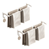 SOGA 2X 62cm White Wall-Mounted Double Pole Towel Holder Bathroom Organiser Rail Hanger with Hooks