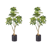 SOGA 2X 120cm Artificial Natural Green Schefflera Dwarf Umbrella Tree Fake Tropical Indoor Plant Home Office Decor