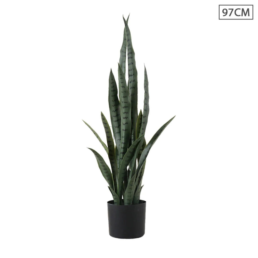 SOGA 97cm Sansevieria Snake Artificial Plants with Black Plastic Planter Greenery, Home Office Decor