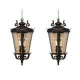 Vintage Lamp 2X 60.3cm Aluminum & Glass Lantern Elegant Chandelier Style Classic Hanging Light Antique-Inspired Design