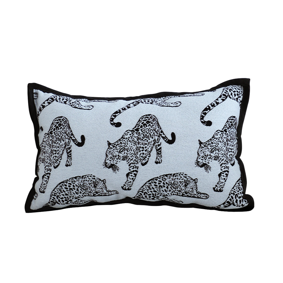 SOGA 30cm Throw Pillow White & Black Leopard Light Luxury Lumbar Decorative Cushion for Living Room