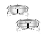 SOGA 2X Stainless Steel Rectangular Chafing Dish Tray Buffet Cater Food Warmer Chafer with Top Lid