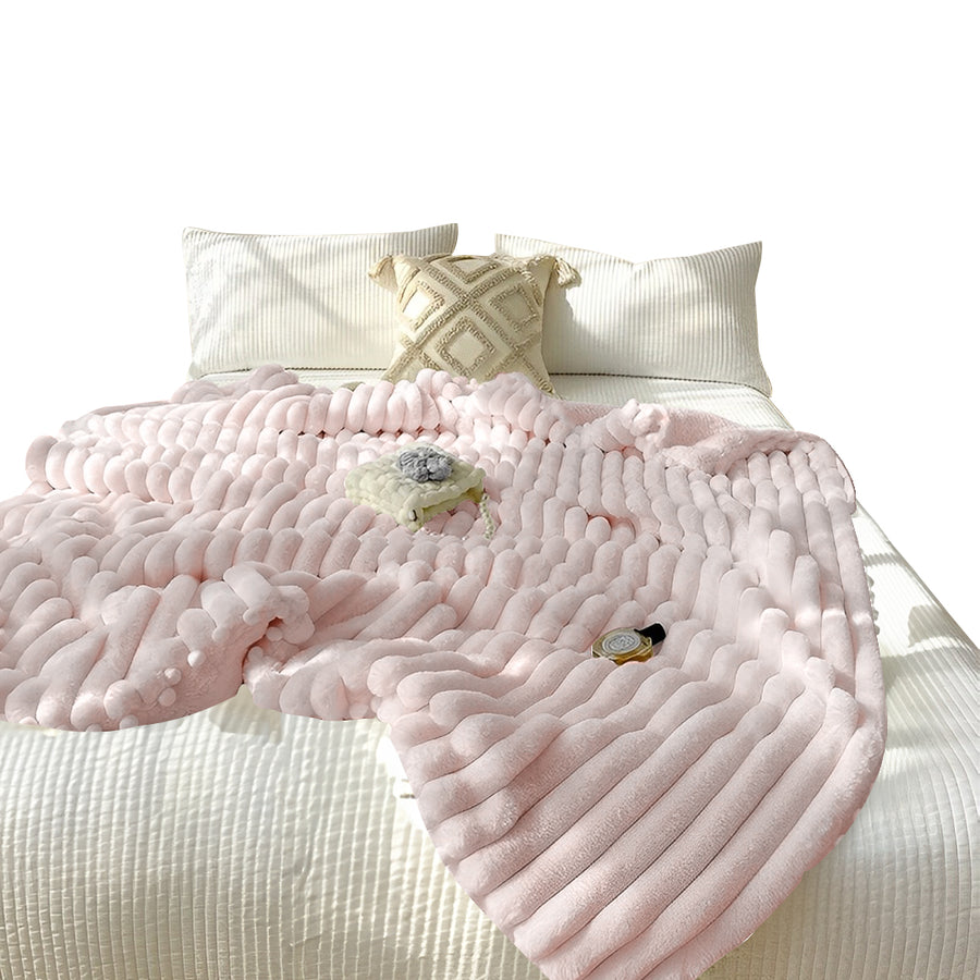 SOGA 150x200cm Throw Blanket Bean Paste Pink Premium Milk Velvet Luxuriously Soft Cozy Bedding