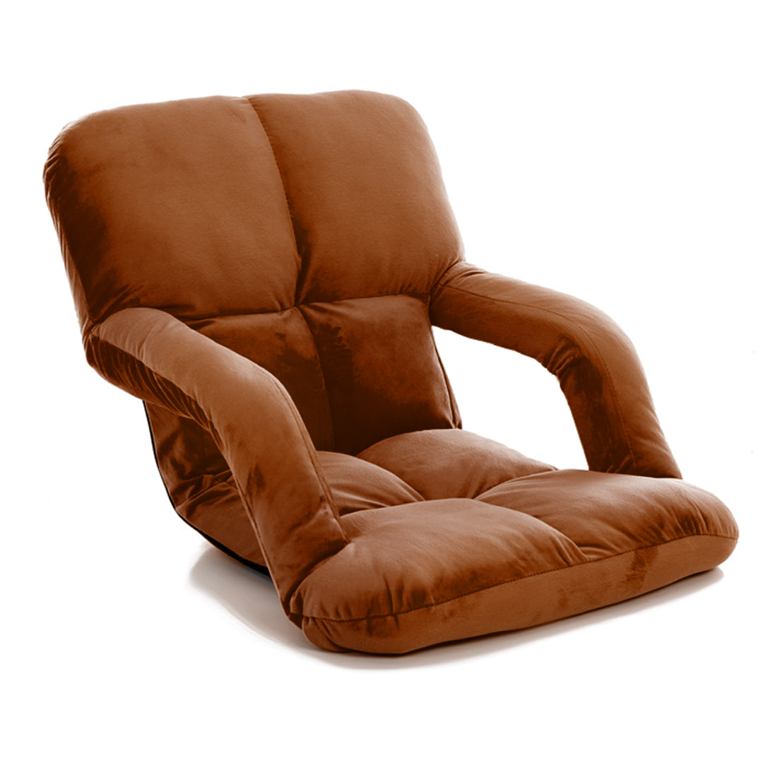 SOGA Foldable Lounge Cushion Adjustable Floor Lazy Recliner Chair with Armrest Coffee Coffee