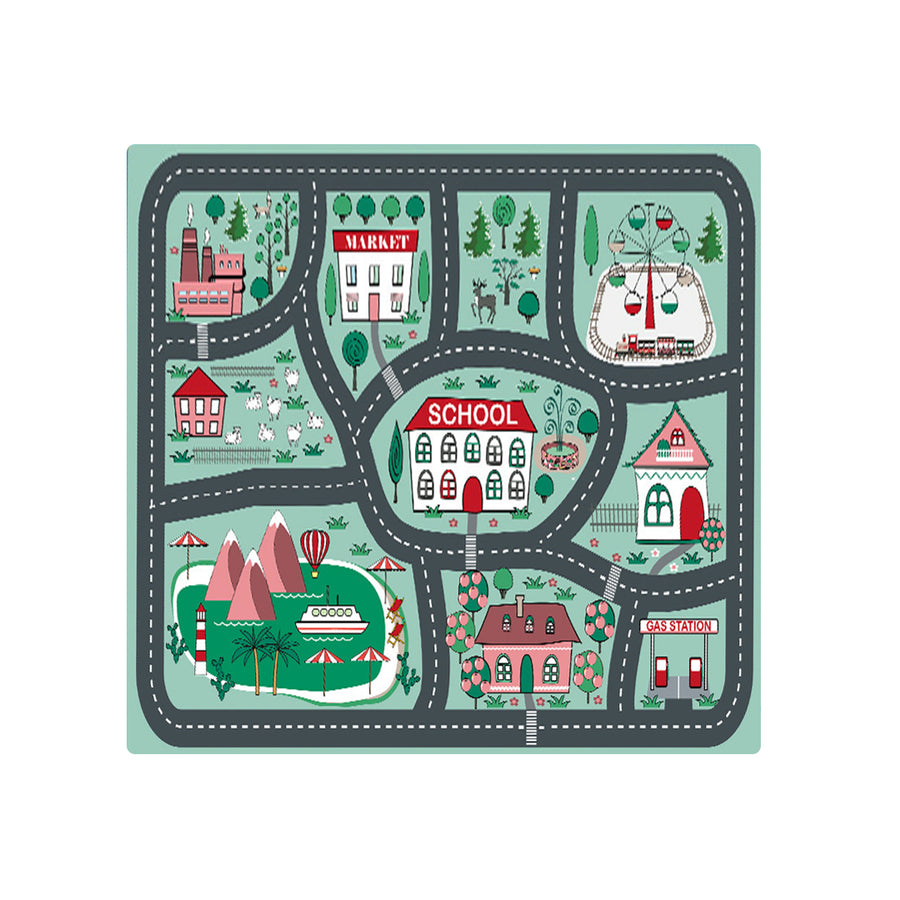 SOGA 2X 120cm Kids Rug Street Map Play Mat, Educational Baby Theme Park Area Rugs