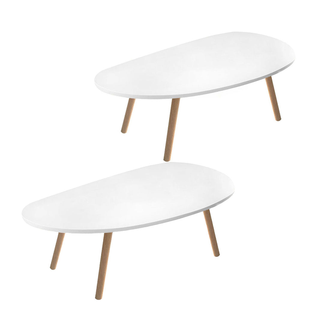 SOGA 2X 80x40cm White Living Room Nordic  Coffee Table Simple Modern Home Style