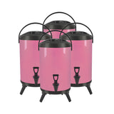 SOGA 4X 8L Stainless Steel Insulated Milk Tea Barrel Hot and Cold Beverage Dispenser Container with Faucet Pink