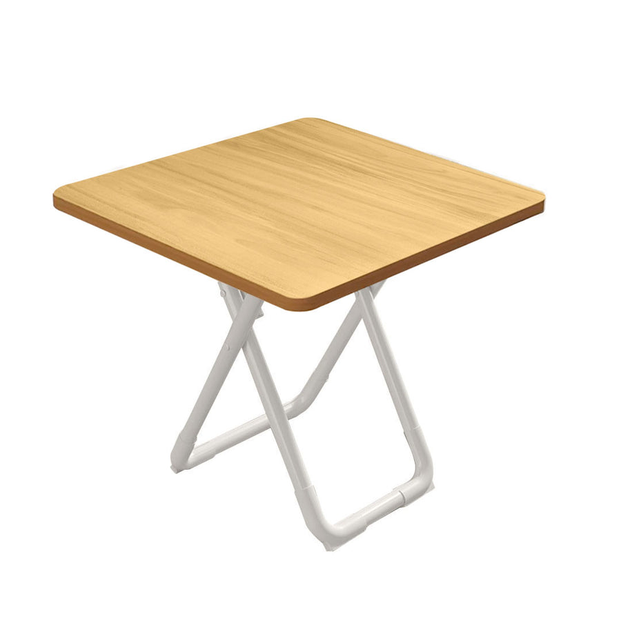 SOGA 80cm Wood Color Board Square Table with White Legs Modern and Stylish Design for Home Decor