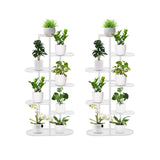 SOGA 2X 7 Tier 8 Pots White Metal Plant Rack Flowerpot Storage Display Stand Holder Home Garden Decor