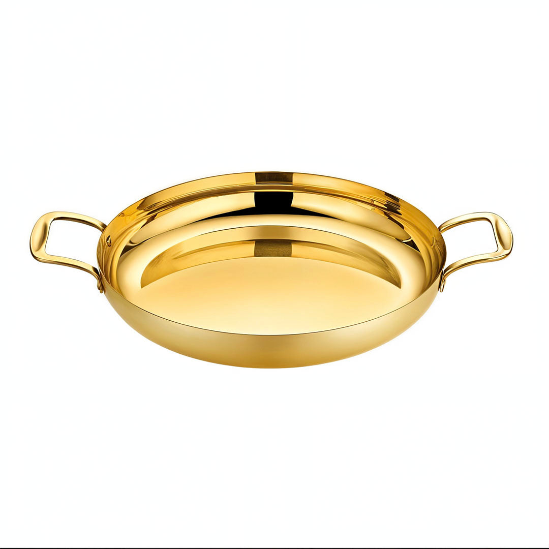 Soga 24cm Flat Base Seafood Dry Pot in Elegant Gold Color with Durable for Kitchen Essential
