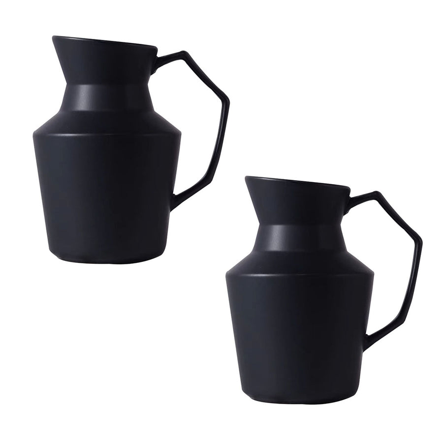SOGA 2X 23.5cmx19.5cm Ornament Black Modern Ceramic Decorative Pitcher Vase with Handle for Home D?cor