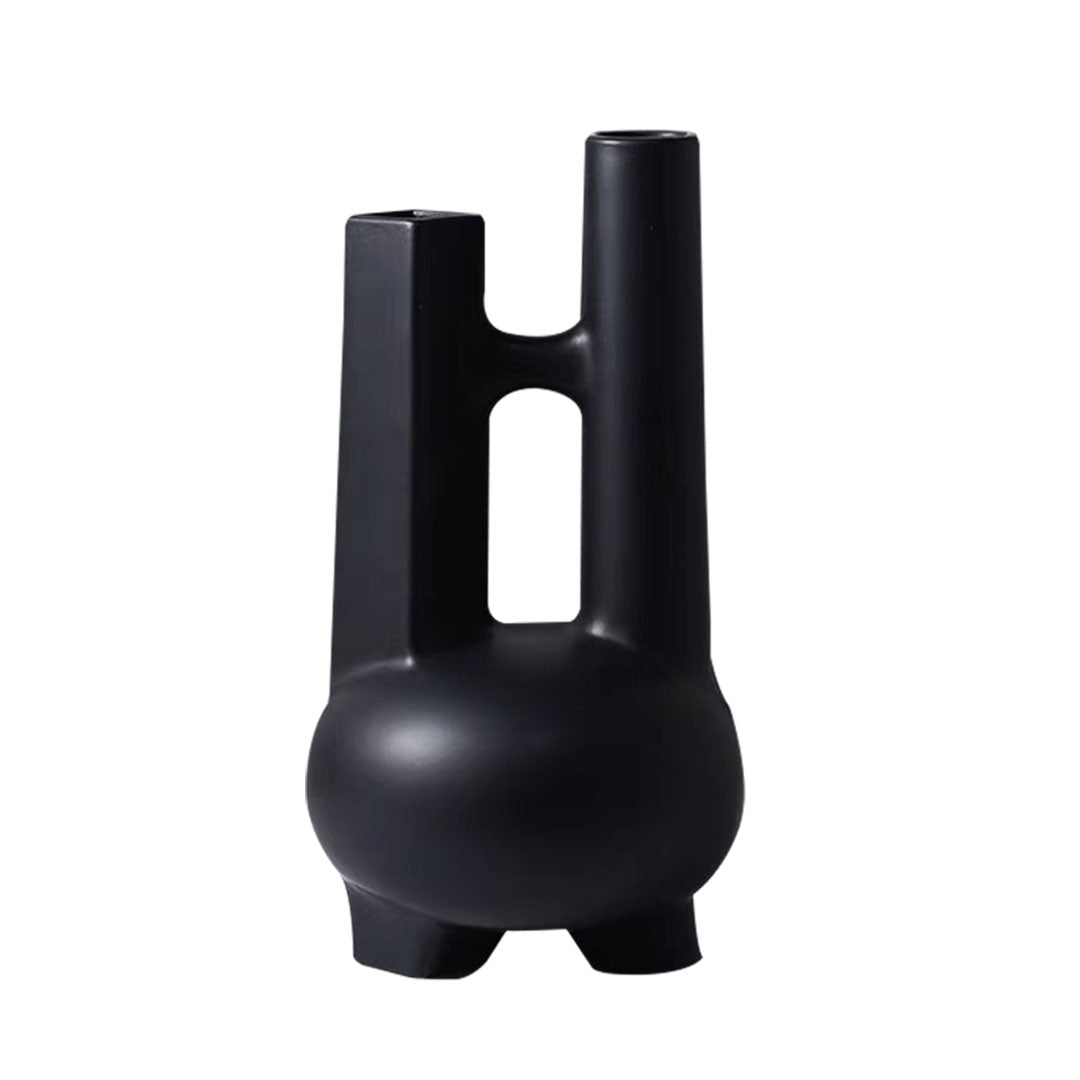 SOGA Ornament Modern Geometric Vase Minimalist Double Tube Abstract Sculpture for Home Décor Décor