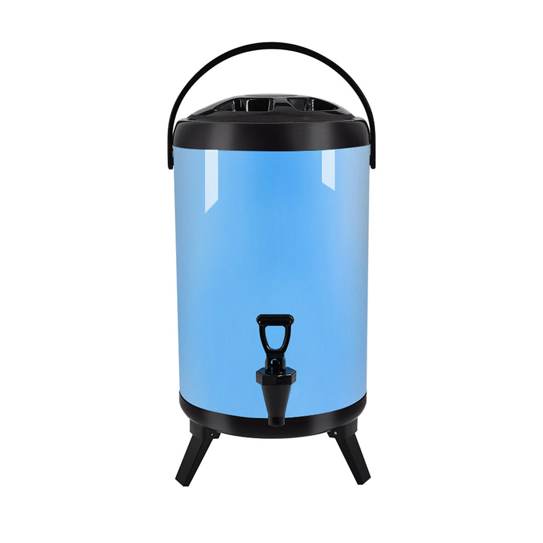 SOGA 8L Stainless Steel Insulated Milk Tea Barrel Hot and Cold Beverage Dispenser Container with Faucet Blue