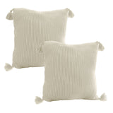 SOGA 45cm Khaki Wabi-Sabi Thickened Cotton Tassel Square  Throw Pillow Pillow