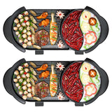 SOGA 2X 2  in 1 Electric Non-Stick BBQ Teppanyaki Grill Plate Steamboat Hotpot 2-8 Person Person