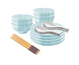 SOGA Light Blue Japanese Style Ceramic Dinnerware Crockery Soup Bowl Plate Server Kitchen Home Decor Set of 10 10