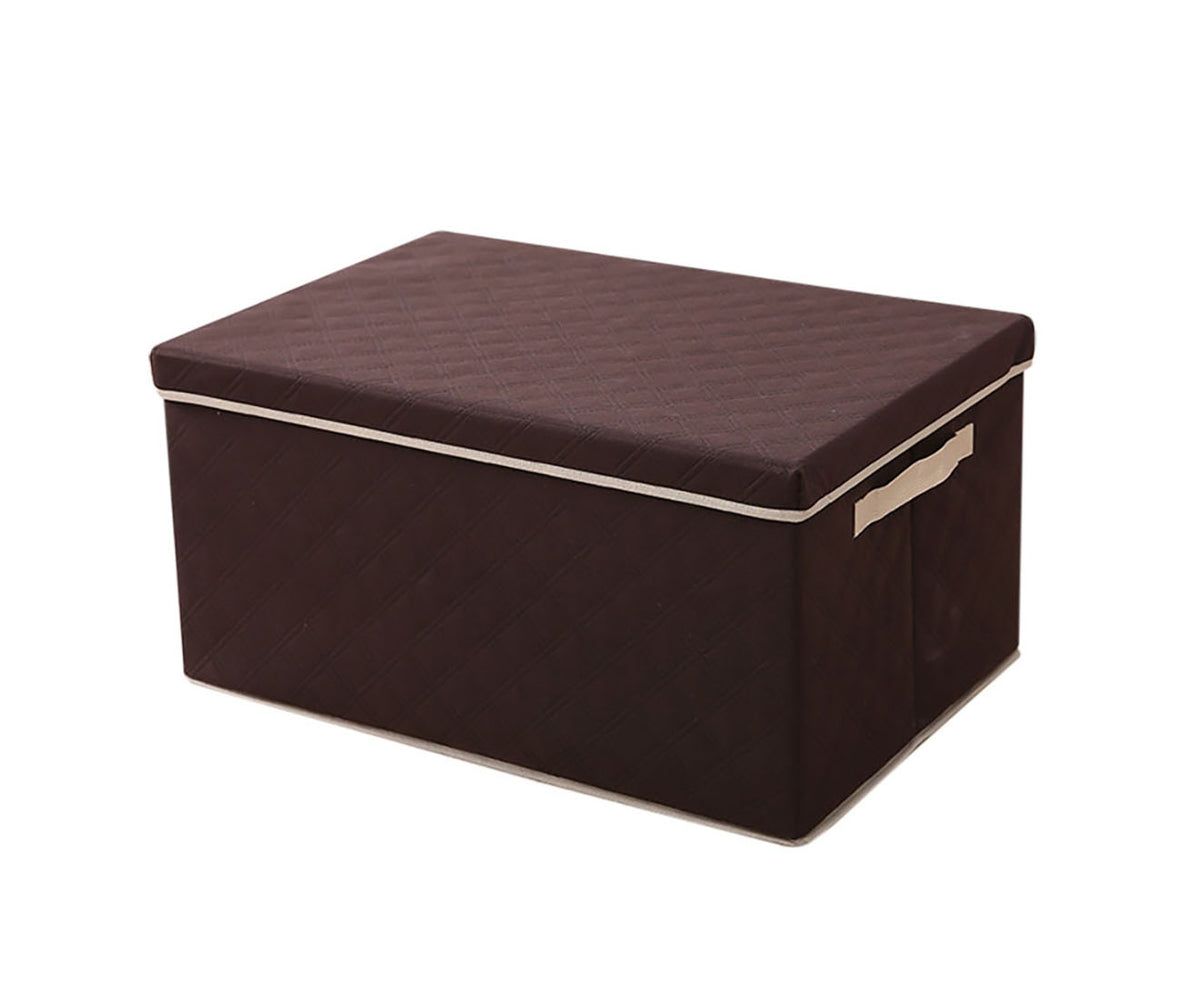 SOGA Medium Coffee Non-Woven Diamond Quilt Grid Fabric Storage/Organizer Box