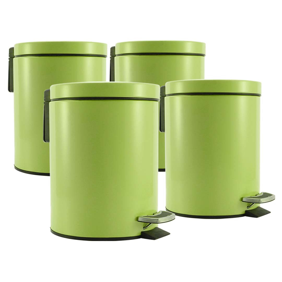 SOGA 4X Foot Pedal Stainless Steel Rubbish Recycling Garbage Waste Trash Bin Round 12L Green