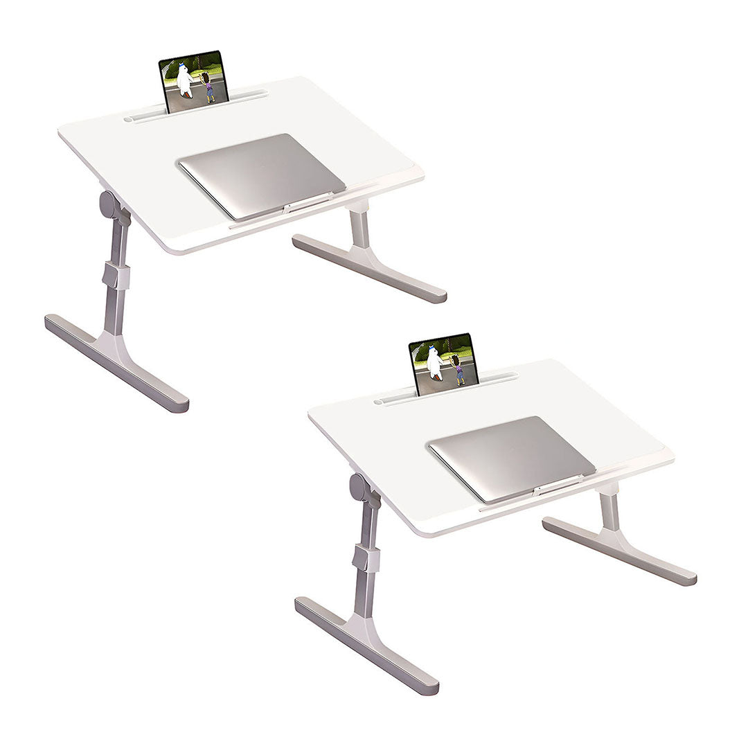 SOGA 60X40cm White Small Laptop Bed Portable Foldable Study Table Adjustable Adjustable Adjustable