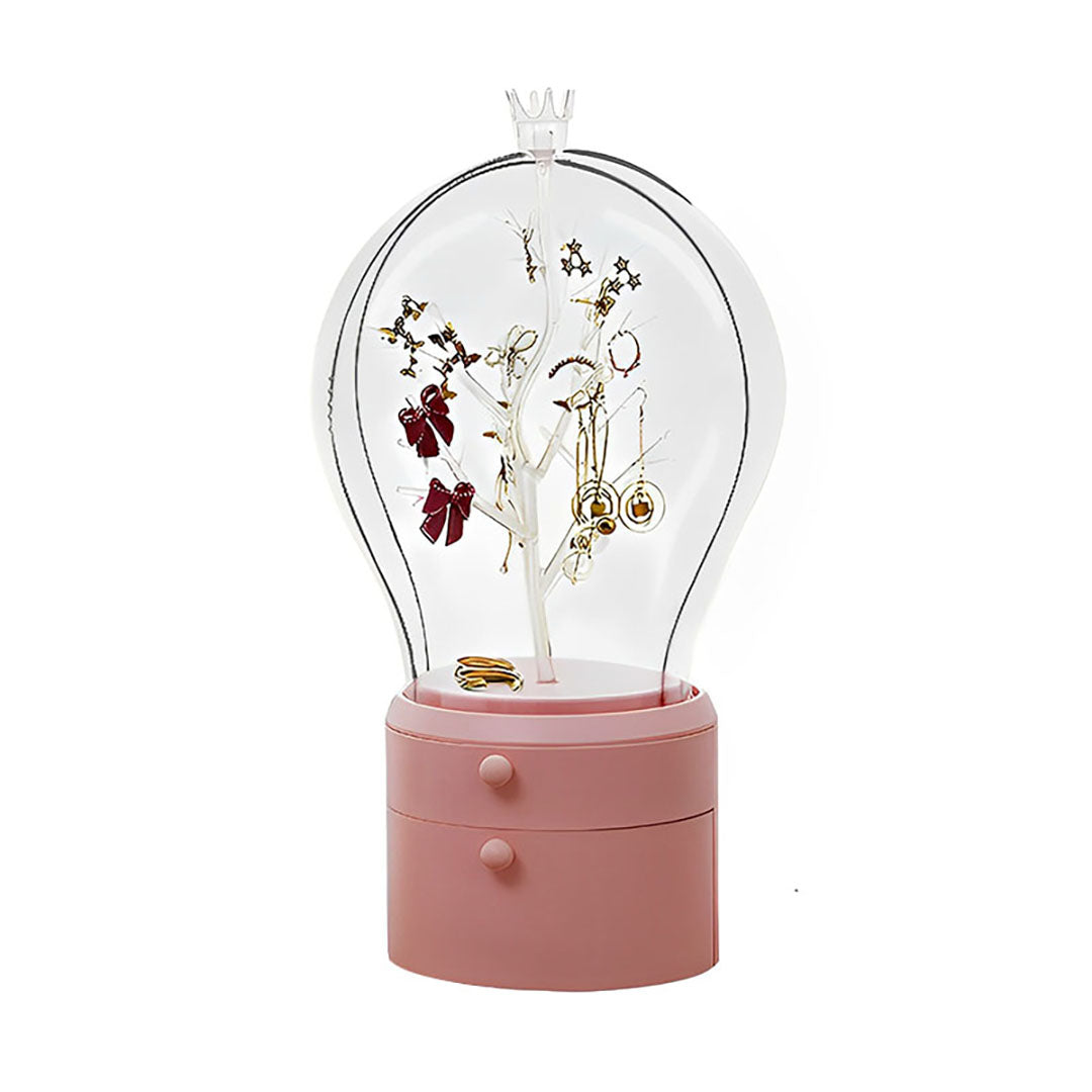 SOGA Pink 360 Degree Rotating 2 Layered Jewelry Storage Box Waterproof Dustproof Accessories Organiser