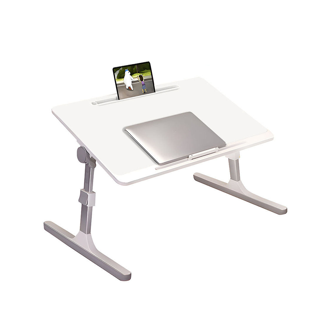 SOGA 60X40cm White Small Laptop Bed Portable Foldable Study Table Adjustable Adjustable