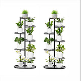 SOGA 2X 7 Tier 8 Pots Black Metal Plant Rack Flowerpot Storage Display Stand Holder Home Garden Decor