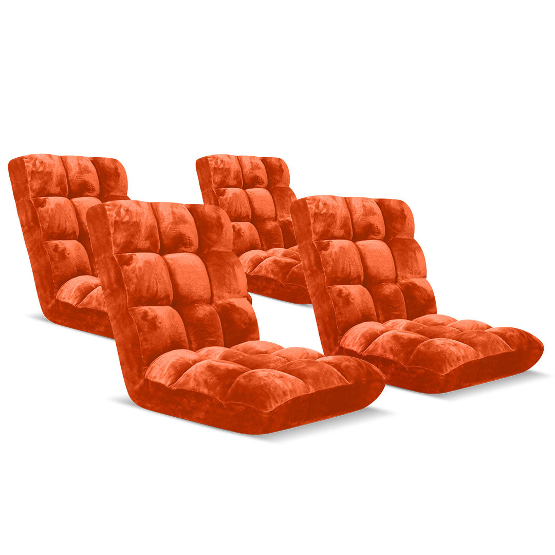 SOGA 4X Floor Recliner Folding Lounge Sofa Futon Couch Folding Chair Cushion Orange
