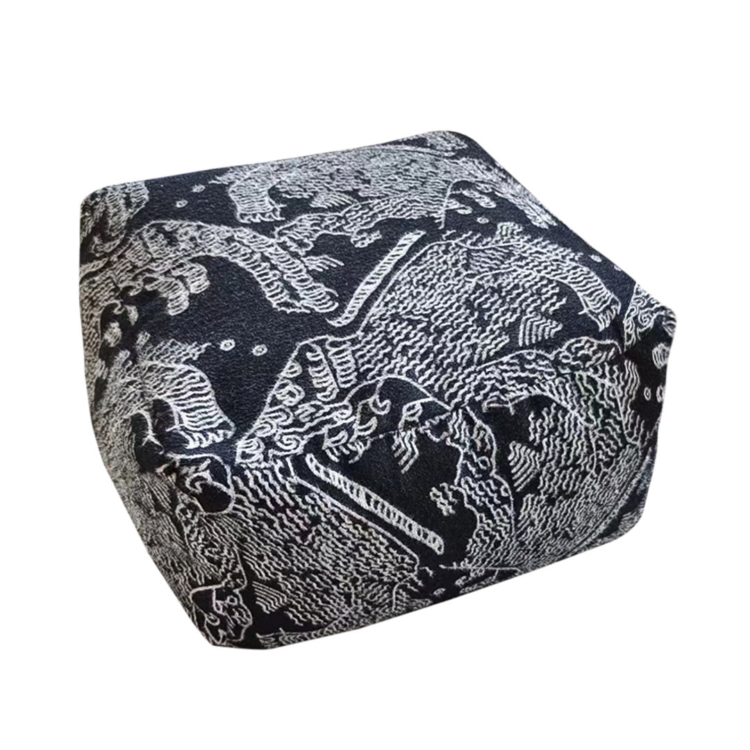 SOGA 55x30cm Black Squared Soft Pouffe Seat Cushion Elegant Home Accent D?cor Stylish Footstool