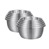 SOGA 2X Stainless Steel Nesting Basin Colander Perforated Kitchen Sink Washing Bowl Metal Basket Strainer Set of 5 5