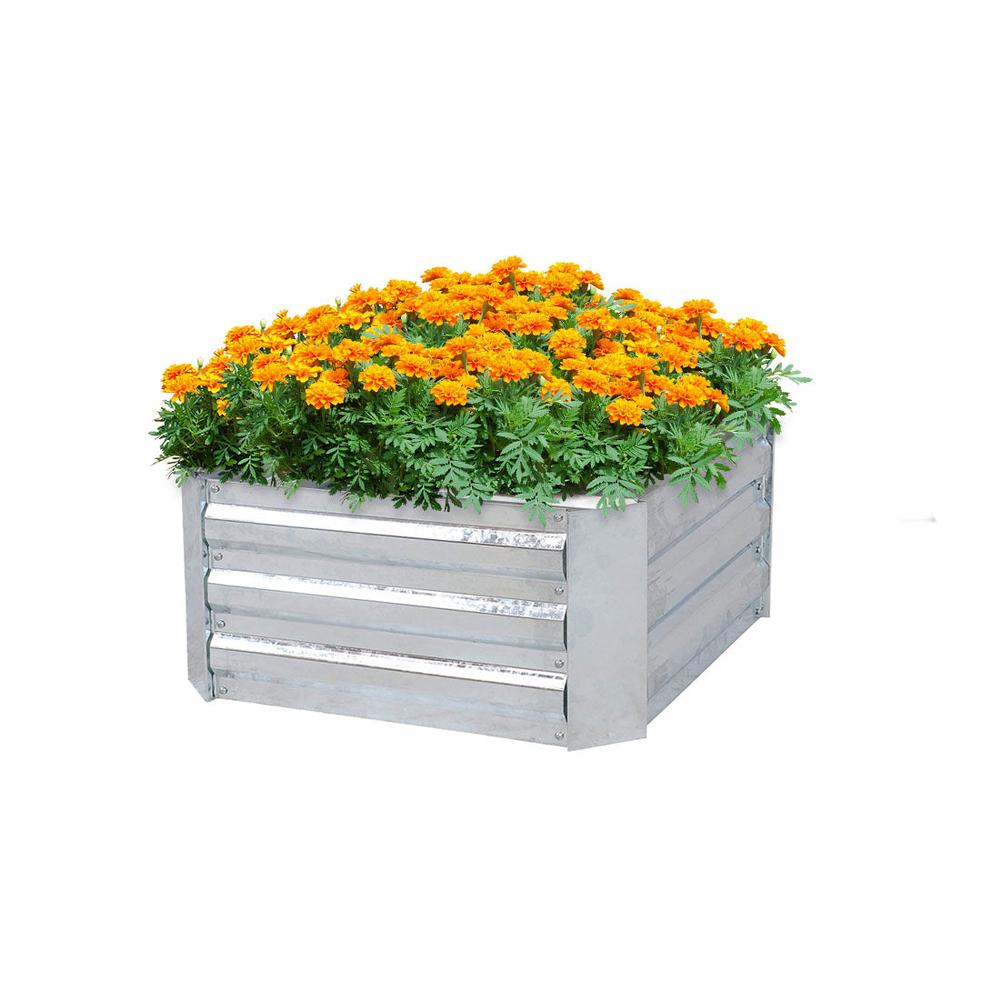 SOGA 100cm Square Galvanised Raised Garden Bed Vegetable Herb Flower Outdoor Planter Box Box