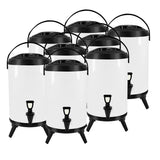 SOGA 8X 14L Stainless Steel Insulated Milk Tea Barrel Hot and Cold Beverage Dispenser Container with Faucet White
