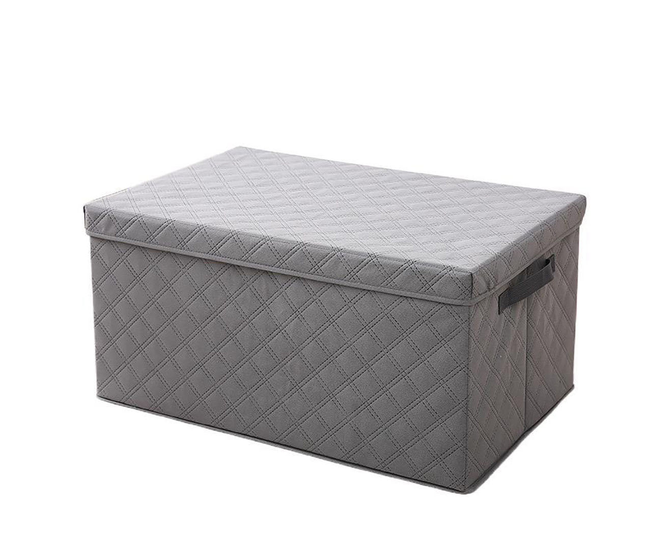 SOGA Medium Grey Non-Woven Diamond Quilt Grid Fabric Storage/Organizer