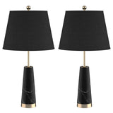 SOGA 2X 68cm Black Marble Bedside Desk Table Lamp Living Room Shade with Cone Shape Base