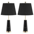 SOGA 2X 68cm Black Marble Bedside Desk Table Lamp Living Room Shade with Cone Shape Base