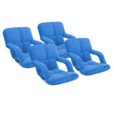 SOGA 4X Foldable Lounge Cushion Adjustable Floor Lazy Recliner Chair with Armrest Blue Blue