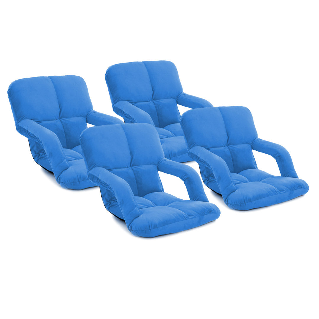 SOGA 4X Foldable Lounge Cushion Adjustable Floor Lazy Recliner Chair with Armrest Blue Blue
