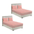 SOGA 2X Pink 183cm Wide Mattress Cover Thick Quilted Fleece Stretchable Clover Design Bed Spread Sheet Protector with Pillow Covers
