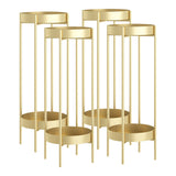SOGA 4X 2 Layer 80cm Gold Metal Plant Stand Flower Pot Holder Corner Shelving Rack Indoor Display