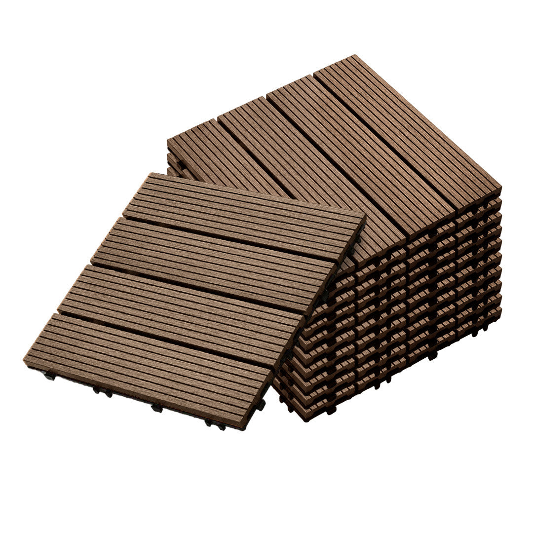 SOGA 11 pcs Dark Chocolate DIY Wooden Composite Decking Tiles Garden Outdoor Backyard Flooring Home Decor Decor