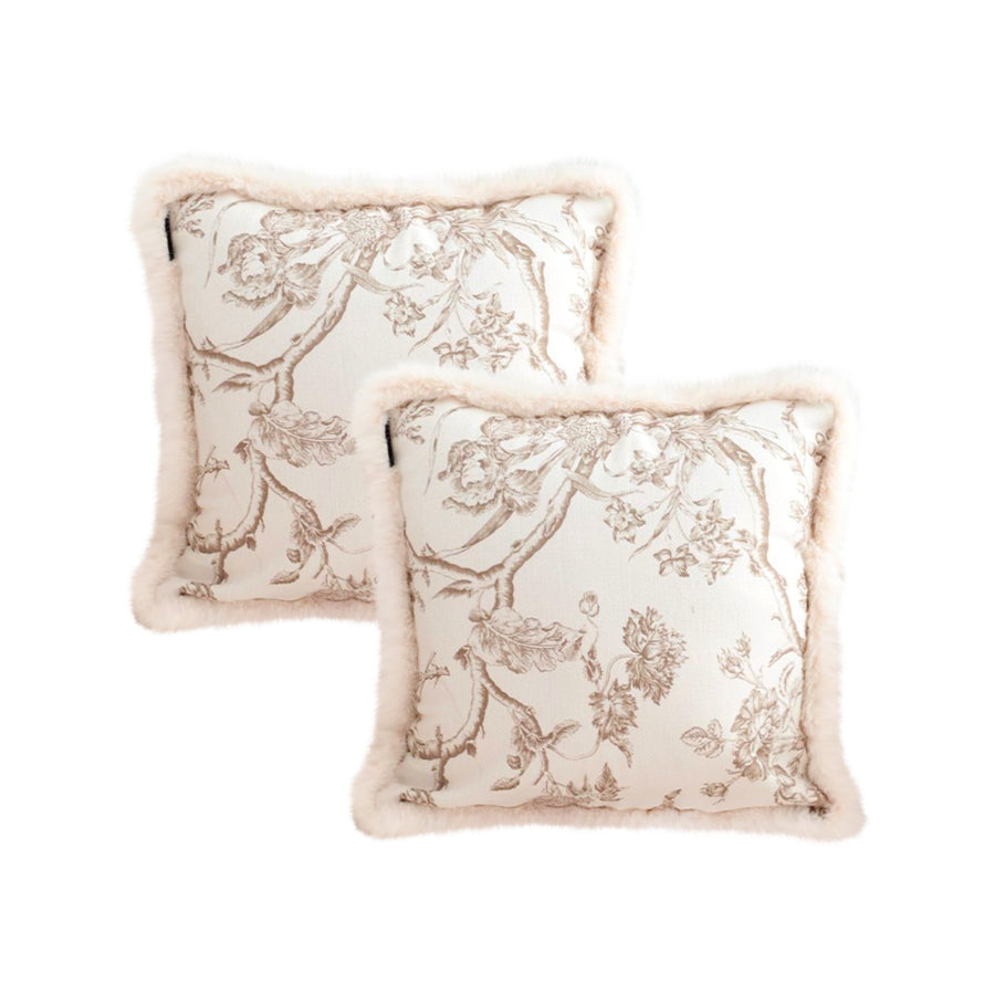 SOGA 2X 50cm Light Luxury French Style Printed Plush Pillow Set Throw Pillow