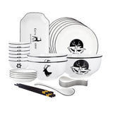 SOGA White Antler Printed Ceramic Dinnerware Set Crockery Soup Bowl Plate Server Kitchen Home Decor Set of 20 20